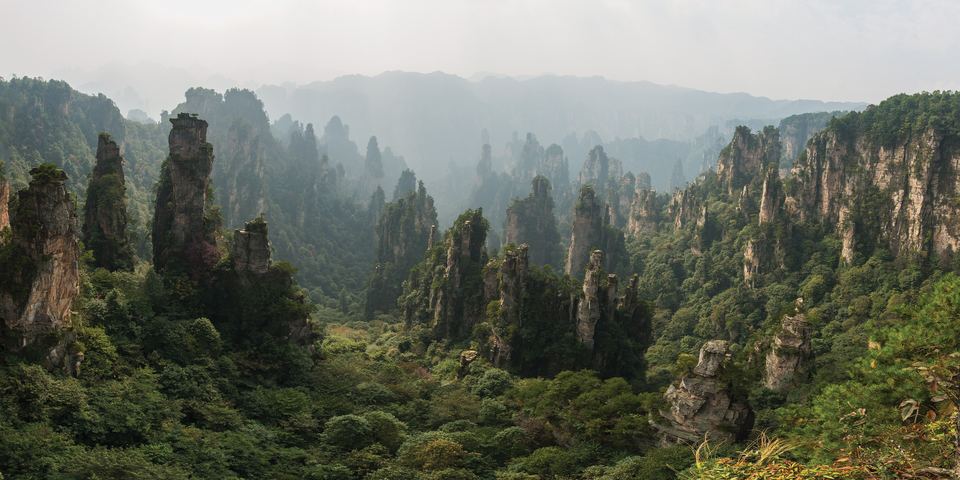Sandstone pillars of Tianzi Mountain, Zhangjiajie, China