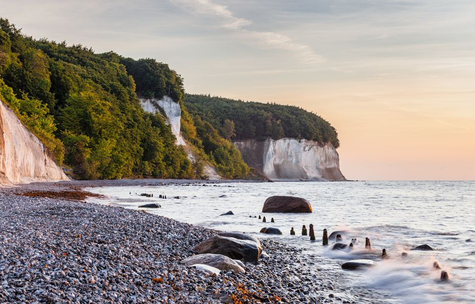 Sunrise over the chalk coast of Jasmund National Park, Germany
