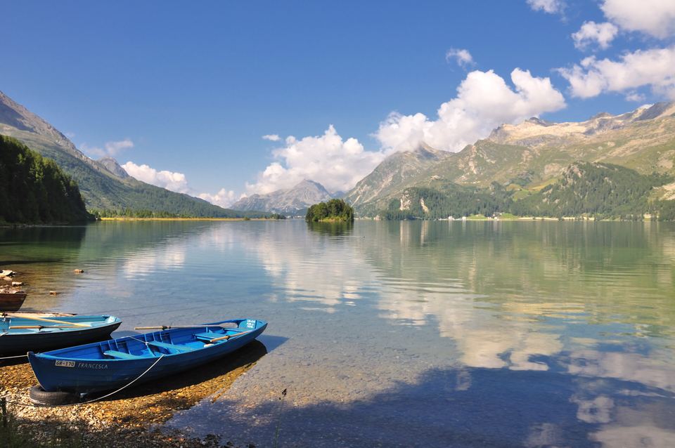 Lake Sils near Segl-Maria, Engadine, Switzerland