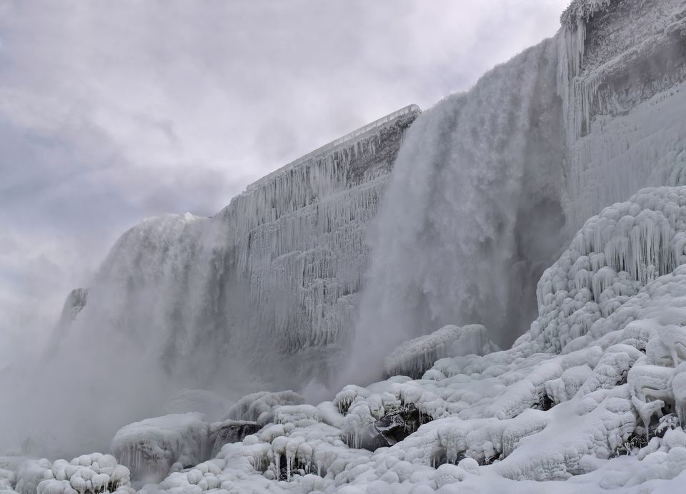 American and Bridal Veil Falls in winter, Niagara