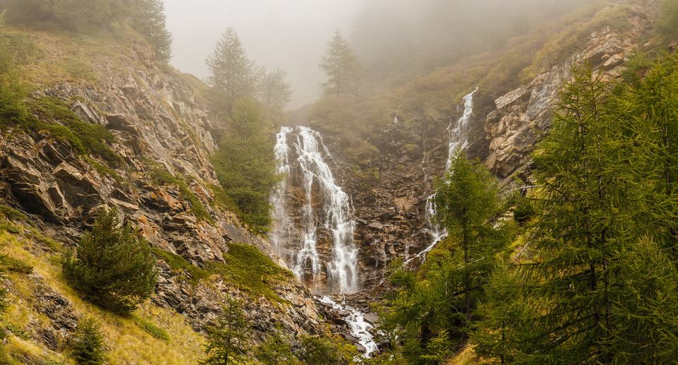 Waterfall above Gimillan in the Cogne Valley, Italy