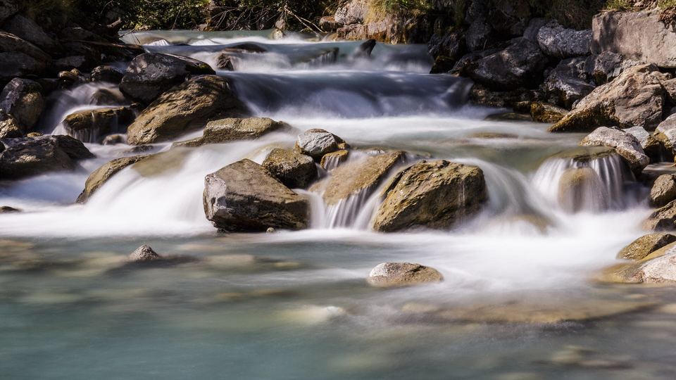 The River Flem leaving Lag da Breil, Switzerland